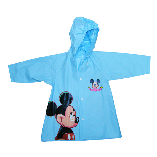 Azul niños ropa impermeable de Pvc con capucha