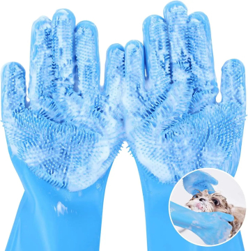 Silicone Pet Cleaning Brush & Grooming Gloves for Dogs and Cats - Heat Resistant & High-Density Teeth