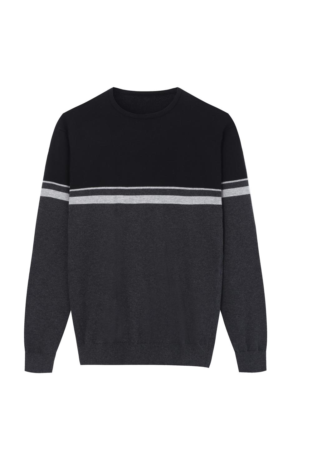 Men's Knitted Multi-Color Striped Crew-neck Pullover