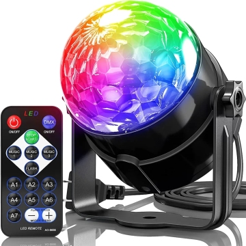 Luzes de festa ativadas com som com iluminação de DJ de controle remoto, lâmpada estroboscópica de bola de disco - 7 modos