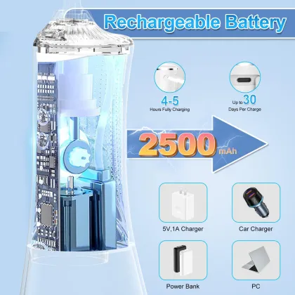 H2ofloss Dental Cordless Electric Power Flosser Wireless Water Pick Teeth Cleaner