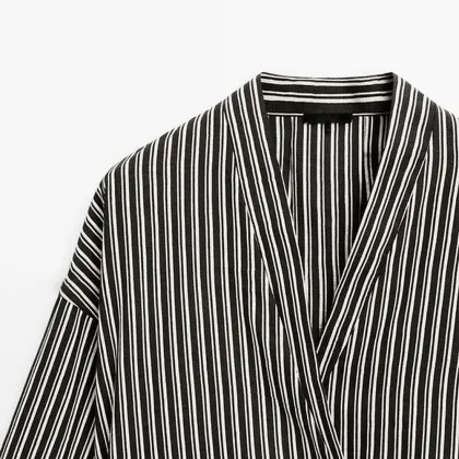 Women's urban minimalist striped cotton blend shirt