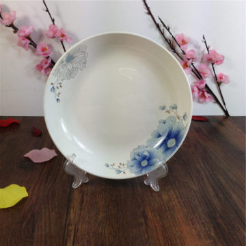 wholesale ceramic white dinner plate with flower stained paper