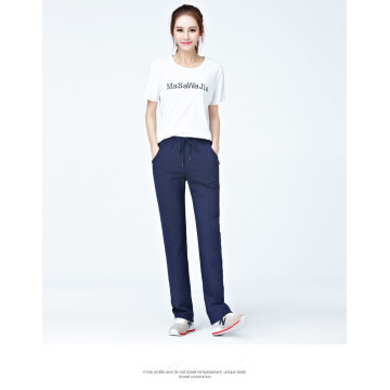 Dark blue 100%cotton blank sweatpants women Joggers Pants