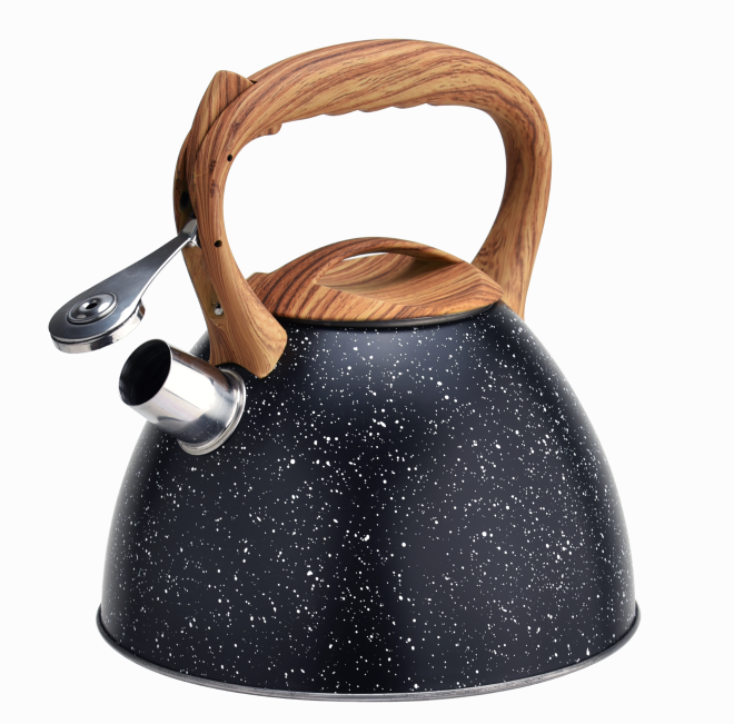 Woodlike handle marble stainless steel coffee tea kettle