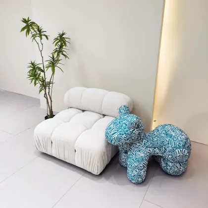 Chinese Luxury Teddy Fabric Corner Sofa for Home or Office
