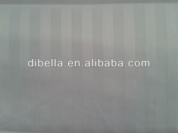 Optic white cotton stripe fabric for hotel bedding/cotton jacquard