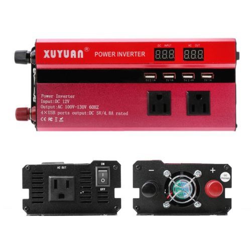5000W Solar Car Power Inverter LED DC12V to AC110/220V Sine Wave Converter 4 USB Interfaces