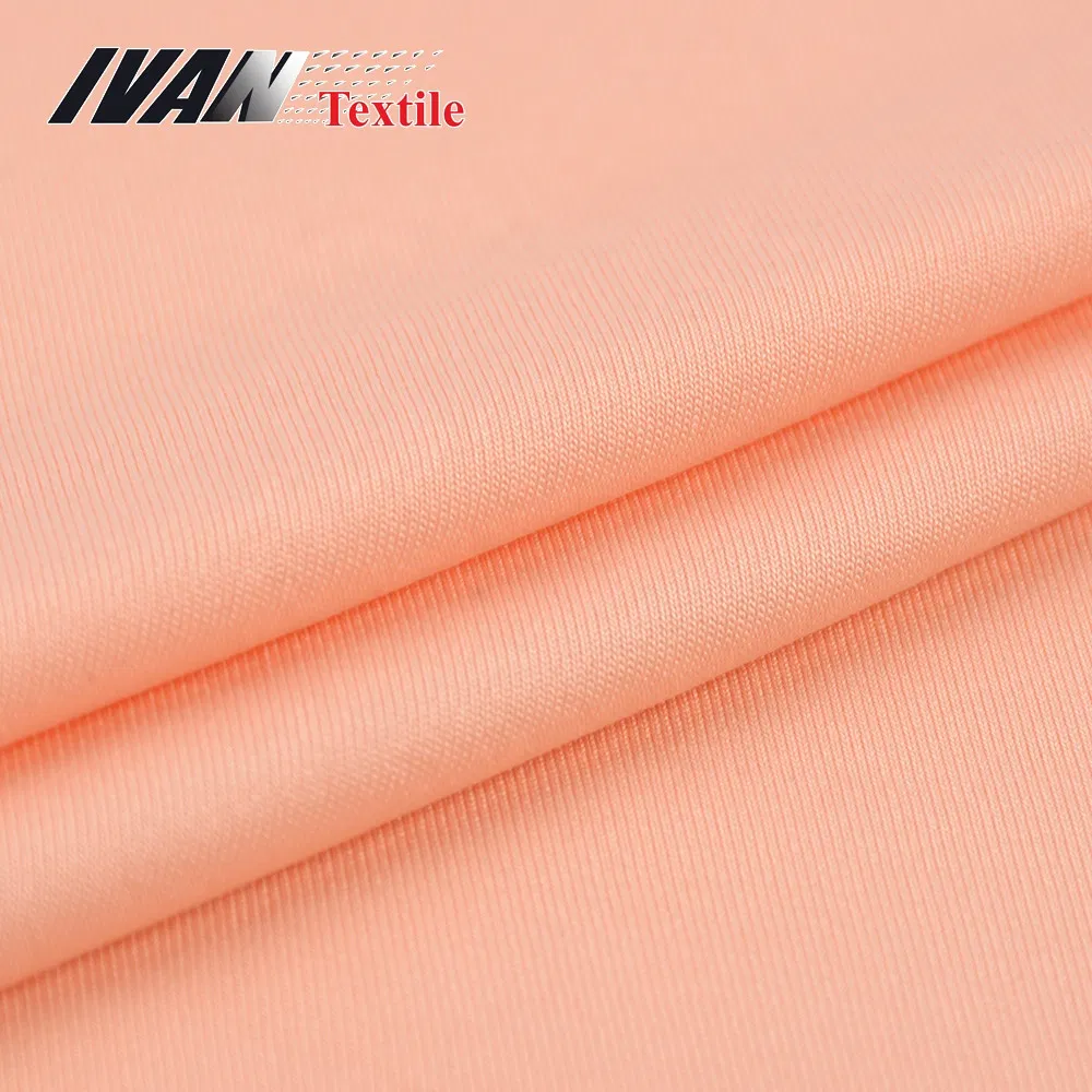 ผ้าสแปนเด็กซ์โพลีเอสเตอร์เจอร์ซีย์เดี่ยวย้อมธรรมดาผ้าถัก DTY