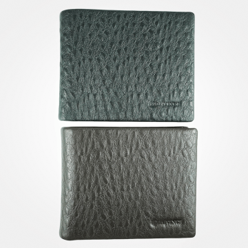 Dompet Kulit Lembu Bifold Bijian Burung Unta