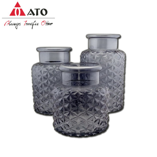 Embossed hurricane Glass Candle Holder For Home Decoration