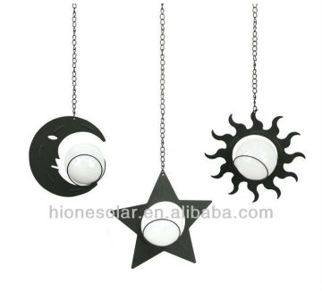 Solar Hanging Light with Iron Star Sun Moon