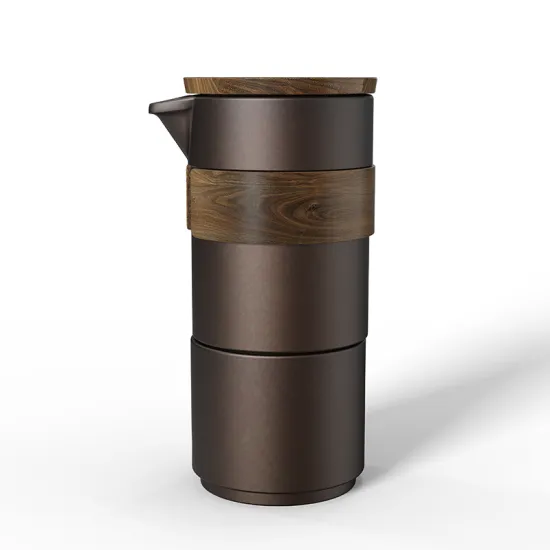 DHPO Modern Craftsman Style Ceramic Tea Set with Bamboo Lid