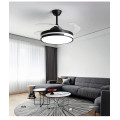 4 retractable blades black ceiling fan light