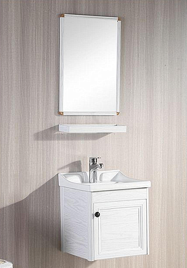 White Wood Bathroom Cabinet with Shelf