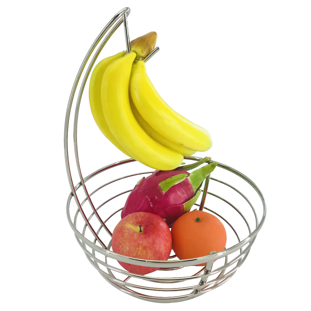 cesta de frutas de metal de armazenamento de cozinha com suporte de banana