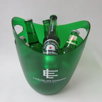 Personalized plastic green wine ice bucket