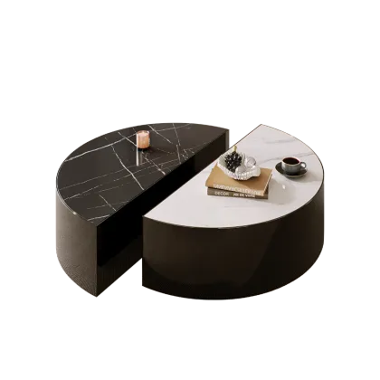 Modern Black and White Marble Coffee Table