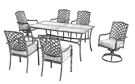 Iron table and Iron swivel and fixed chair
