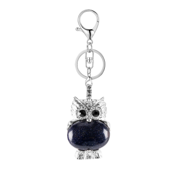 Perle ovali ovali blu CZ Rhinestone Silver Owl Clautri di cravatta aragosta a aragosta