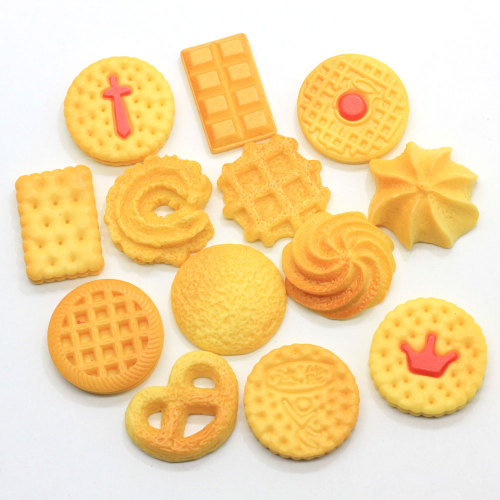 Multi Design Symulacja Biscuit Żywiczne Koraliki Flatback Cookie Food DIY Rzemiosło Kokarda do włosów Ozdoba Centrum Zabawki do domku dla lalek dla dzieci