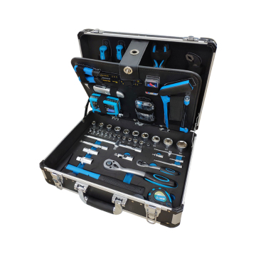 Professional 128-Piece Aluminum Case Hand Tool Kit for Workshop, Household Mechanics, and Car Repair