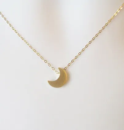 Gold Moon Necklace -14 Gold Filled Necklace with Moon Pendant- Small Moon Necklace