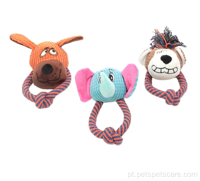 brinquedos de pelúcia de algodão em forma de animal para mordedura de molar estridente