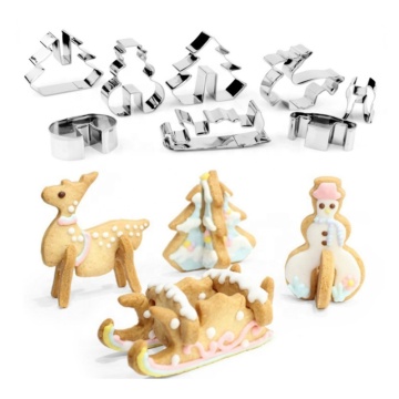8 Pcs 3D Christmas Cookie Cutters Set - Stainless Steel Star Fondant Cutter Tools
