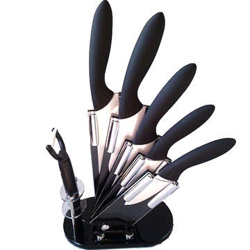 Excellent ceramic knives set with peeler and black handleNew