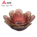 Irregular Gold Rim Embossed Glass Fruit Salad Bowl