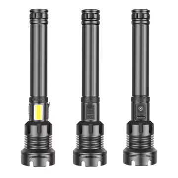 High Lumen Super Bright USB Rechargeable Zoomable Aluminium Alloy COB LED Flashlight for Emergency and Outdoor Use