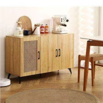 Rustic Style Rattan Wooden Cabinet - Affordable & High-Quality Storage Solution for Living Rooms