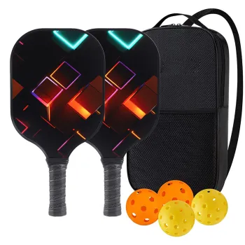 Standard Fiberglass Pickleball Paddle Set with Pouch and Extended Grip Handle