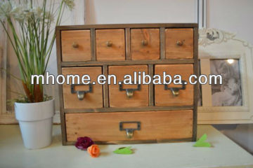 Antique wooden table jewelry storage chest with 8 drawers