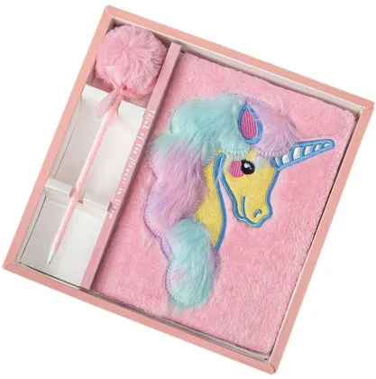 Faux Fur Plush Diary Pop It Notebook Journal Set