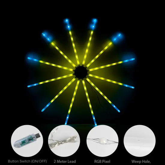 IP65 USB DC5V 96 LEDs Firework Lights String - Outdoor Holiday Festival Decor