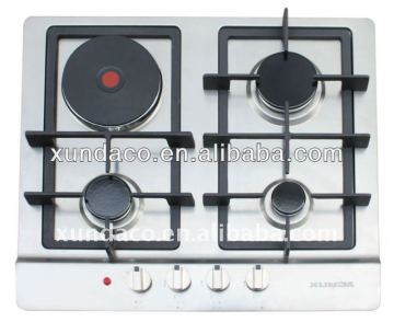 3 burners gas hob with electric hot plate
