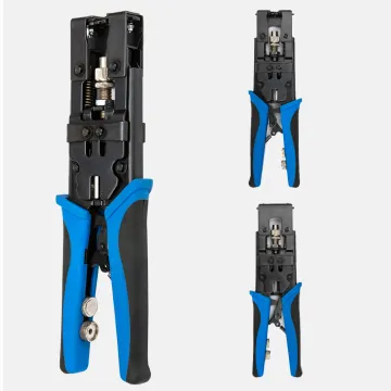 Coaxial Cable Crimping Tool with Stripper and Cutter