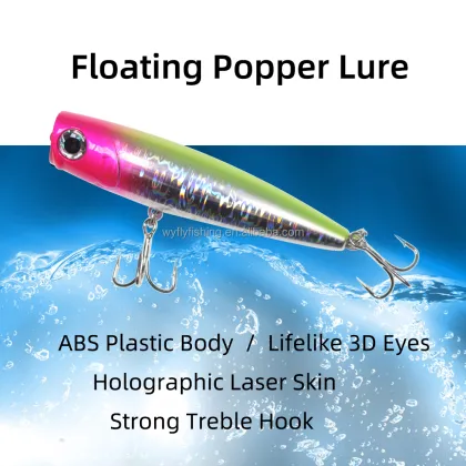 Holographic Floating Popper Lure for Sea Bass, Carp, and Bream