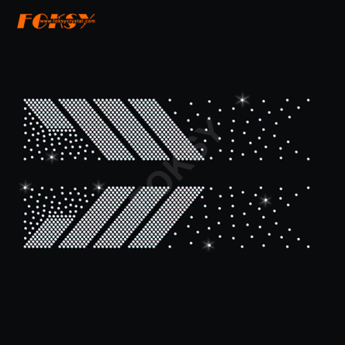 Parallelogram Cheer Bow Iron on Rhinestone Motif