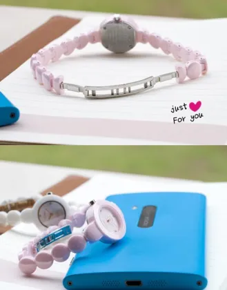 round case pink women ceramic watches