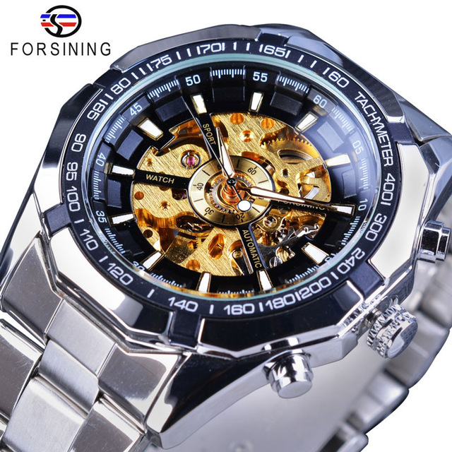 Fossil Original High Quality Stainless Steel Waterproof Men's Automatic Luxury Transparent Mechanical Wrist Skeleton Watch