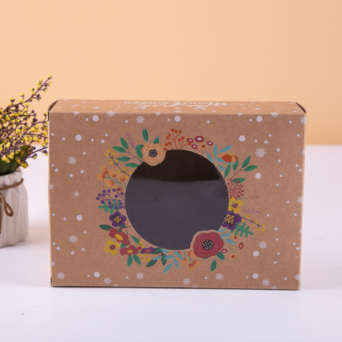 Papel de regalo kraft bbox con ventana de PVC transparente