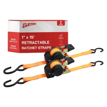 Elifting 2-Pack: 1 Inch by 10 Foot Auto Retractable Ratchet Tie Down Straps