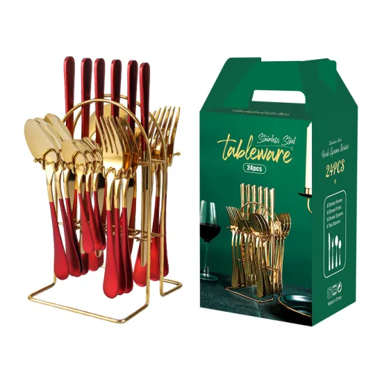 High-Quality Stainless Steel Tableware Set: 24-Pieces European & Western Style Cutlery, Perfect for Dining & Entertaining