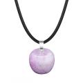 3D Lepidolite Apple Pendant Necklace for Women Girls