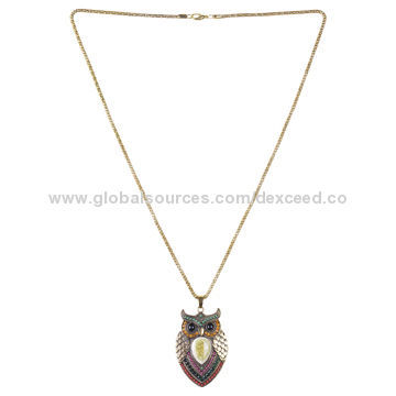 Owl Alloy Metal Pendants,Small Bead Stones,Ceramic Stones,Multicolored Available,Burnished Plating