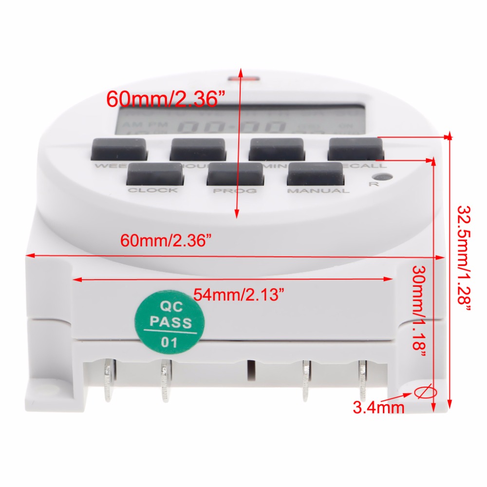 15.98 Inch LCD Digital Timer 220V AC 7 Days Programmable Time Switch TM618N-2 Digit Timers Switches