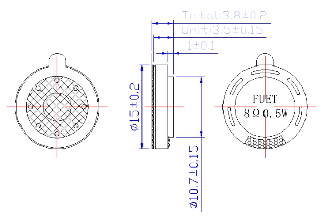 15mm 8ohm 0.5W Micro Mylar Speaker